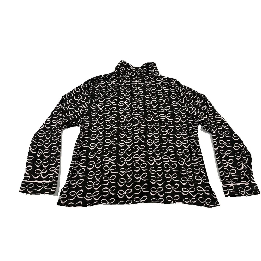 Kate Spade Black Pink Bows Soft Button Blouse Top Only Lounge Womens Shirt Sz XL